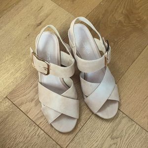 Anthropologie Silent D leather heel nude sandals
